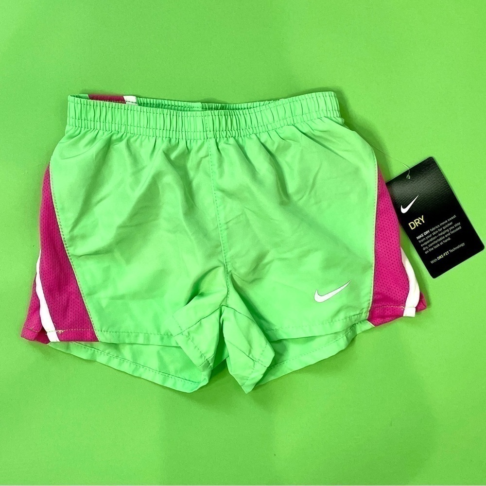 Nike Dri-Fit Green and Pink Athletic Shorts